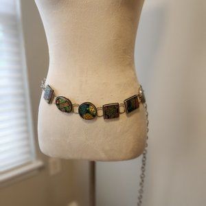 Chicos Silver Chain Belt - Multi Colored